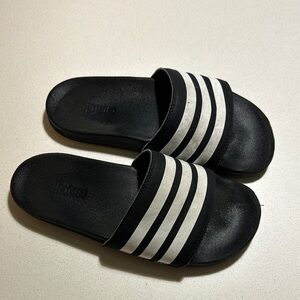 Adidas Black and White Slide Sandals